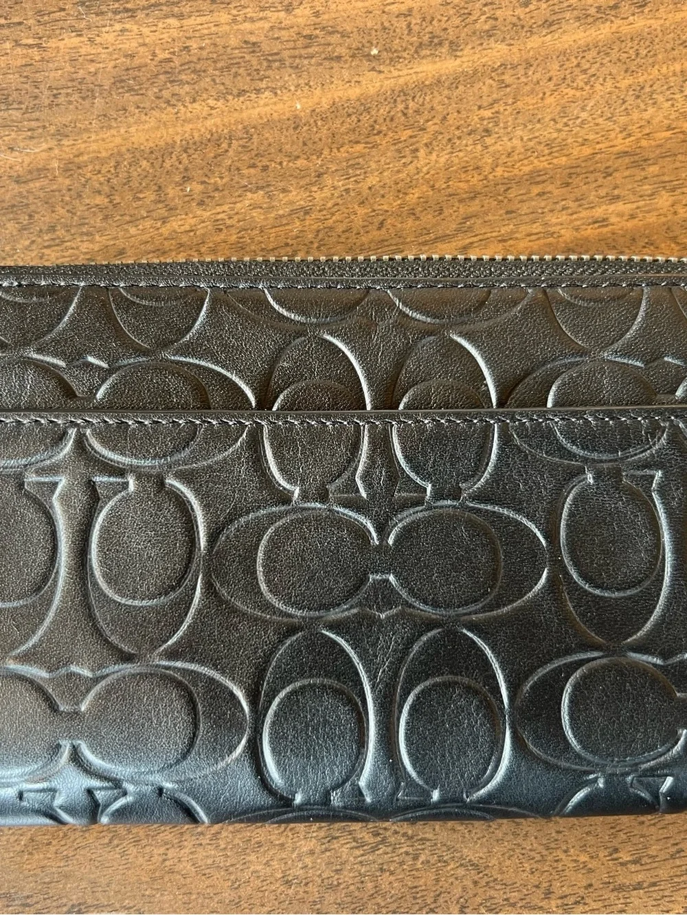 Coach Black Embossed Leather Clutch